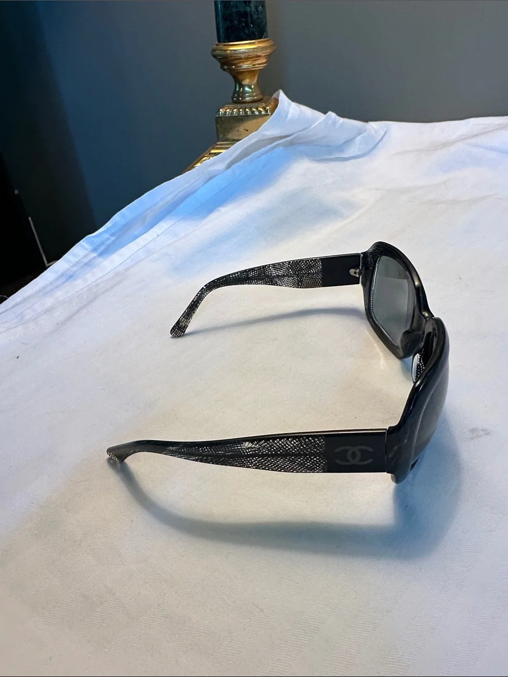 Black Chanel Designer-Style Women's Sunglasses with Logo Accent